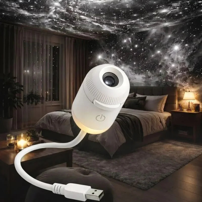 2-in-1 USB Galaxy Star Projector Night Light | 6 Projection Lenses | Adjustable Brightness Starry Sky & Night Lamp