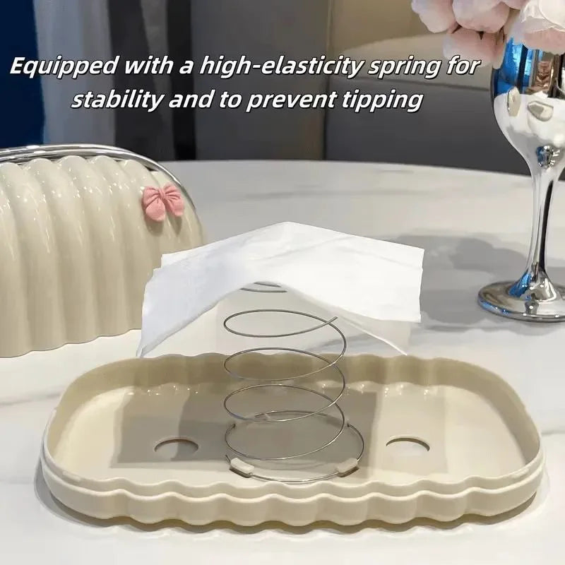 Shell Shape Tissue Box Holder | Elegant Wave Pattern Tissue Dispenser | Decorative Napkin Holder for Home & Office