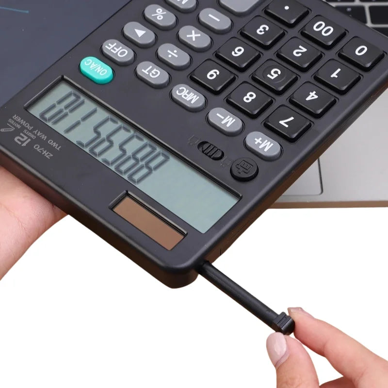 Functional Calculator with LCD Writing Tablet | Model DS-837X | 2-in-1 Digital Calculator & Reusable Notepad | Solar & Battery Powered | Stylus Pen